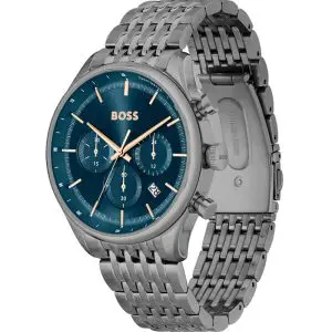 Hugo Boss Men’s Quartz Silver Stainless Steel Blue Dial 45mm Watch 1514083