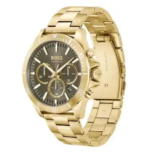 Hugo Boss Men’s Quartz Gold Stainless Steel Olive Green Dial 45mm Watch 1514059