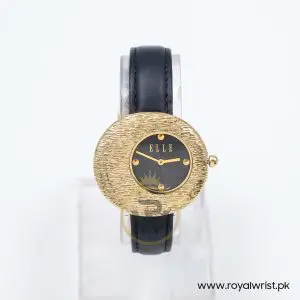 Elle Women’s Quartz Black Leather Strap Black Dial 36mm Watch EL30042S04K
