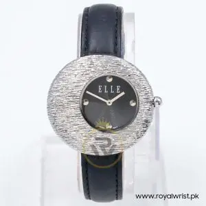 Elle Women’s Quartz Black Leather Strap Black Dial 36mm Watch EL30042S02K