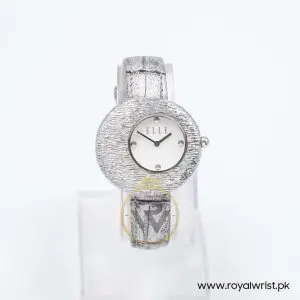 Elle Women’s Quartz Silver Grey Leather Strap White Dial 36mm Watch EL30042S01K