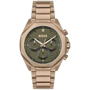 Hugo Boss Men’s Quartz Rose Gold Stainless Steel Green Dial 43mm Watch 1514019