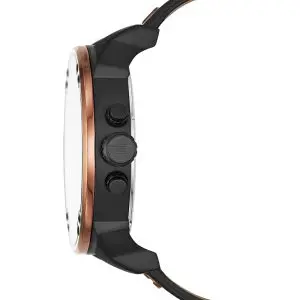 Diesel Men’s Quartz Black Leather Strap Black Dial 57mm 4 Time Zone Watch DZ7400