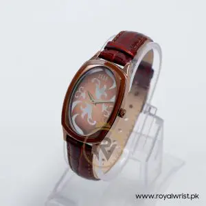 Elle Women’s Quartz Dark Brown Leather Strap Brown Dial 28mm Watch EL20005S05C/1