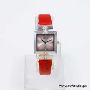 Elle Women’s Quartz Red Leather Strap Pink Dial 25mm Watch EL20028S03C