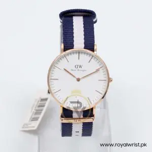 Daniel Wellington Women’s Quartz Blue & White Nylon Strap White Dial 36mm Watch 0503DW/1