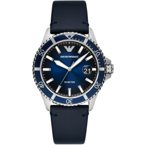 Emporio Armani Men’s Quartz Dark Blue Leather Strap Blue Dial 42mm Watch AR11516