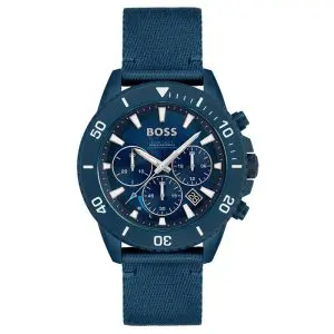 Hugo Boss Men’s Quartz Blue Nylon Strap Blue Dial 45mm Watch 1513919