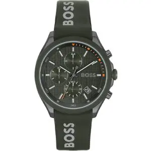 Hugo Boss Men’s Quartz Kai Green Silicone Strap Kai Green Dial 44mm Watch 1514060