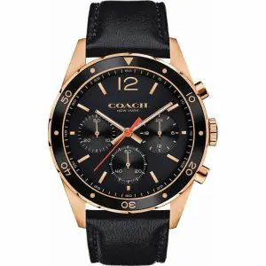 Coach Men’s Quartz Black Leather Strap Black Dial 44mm Watch 14602087