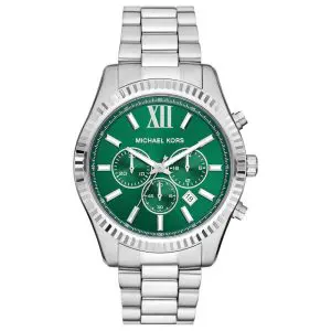 Michael Kors Men’s Quartz Silver Stainless Steel Green Dial 44mm Watch MK9152