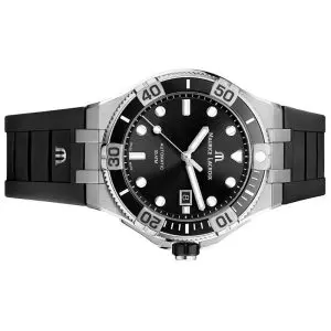 Maurice Lacroix Men’s Automatic Swiss Made Black Silicone Strap Black Dial 43mm Watch AI6058-SS001-330-1