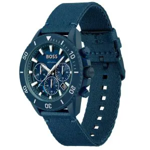 Alternative view of Hugo Boss Men’s Quartz Blue Nylon Strap Blue Dial 45mm Watch 1513919