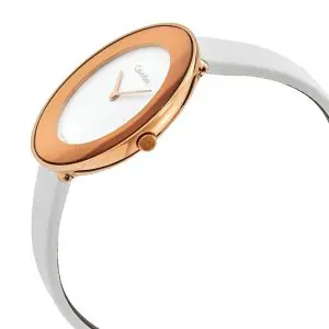 Calvin Klein Women’s Swiss Made Quartz White Leather Strap White Dial 38mm Watch K7N236K2