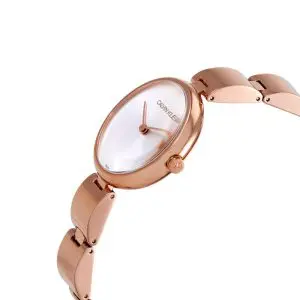 Calvin Klein Women’s Swiss Made Quartz Rose Gold Stainless Steel Silver Dial 32mm Watch K9U23646