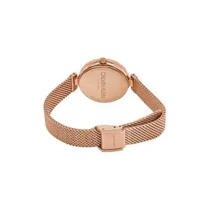 Calvin Klein Women’s Swiss Made Quartz Rose Gold Stainless Steel Silver Dial 28mm Watch K8G2362G