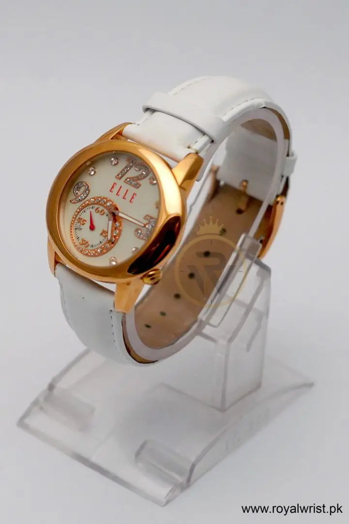 Elle Women’s Quartz White Leather Strap Mother Of Pearl Dial 40mm Watch EL20049S046N (Like New) - Image 5
