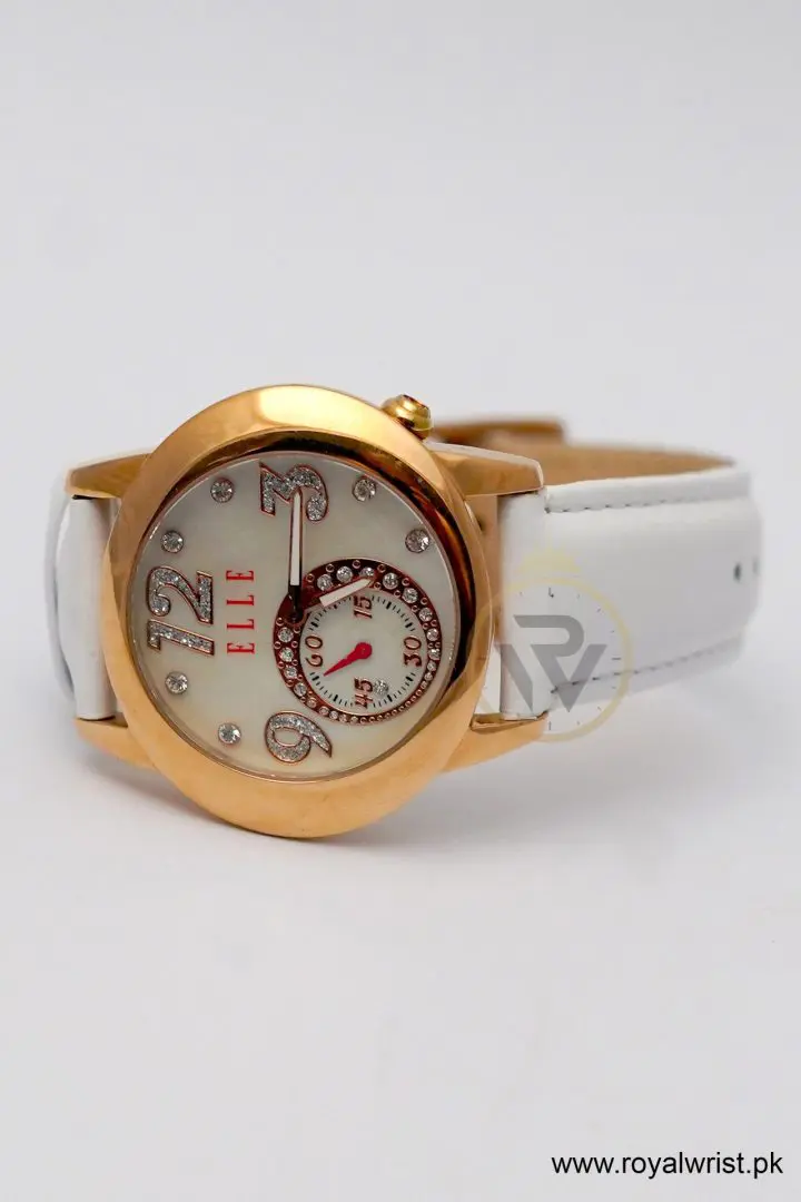 Elle Women’s Quartz White Leather Strap Mother Of Pearl Dial 40mm Watch EL20049S046N (Like New) - Image 3