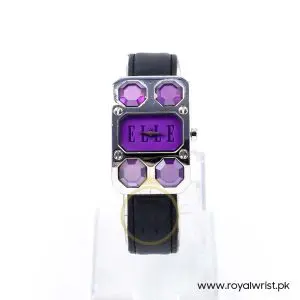 Elle Women’s Quartz Black Leather Strap Purple Dial 28mm Watch EL20072S02C