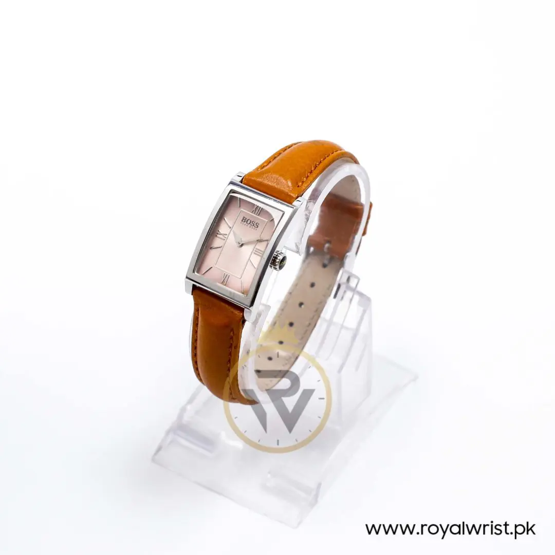 Hugo Boss Women’s Quartz Camel Brown Leather Strap Pink Dial 21mm Watch 1502176
