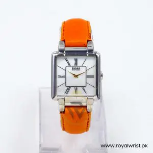 Hugo Boss Women’s Quartz Orange Leather Strap Mother Of Pearl Dial 31mm Watch 1502157/1