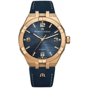 Maurice Lacroix Men’s Automatic Swiss Made Blue Leather Strap Blue Dial 42mm Watch AI6008-BRZ01-420-1