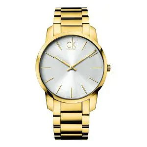 Calvin Klein Men’s Swiss Made Quartz Gold Stainless Steel Silver Dial 43mm K2G21546