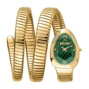 Just Cavalli Women’s Quartz Gold Snake Stainless Steel Green Dial 22mm Watch JC1L224M0045