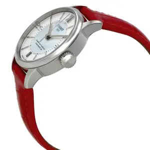 TISSOT Women’s Powermatic Swiss-Made Red Leather Strap Mother Of Pearl Dial 32mm Watch T099.207.16.118.00