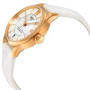 TISSOT Women’s Powermatic Swiss-Made White Leather Strap Mother Of Pearl Dial 32mm Watch T099.207.36.118.00