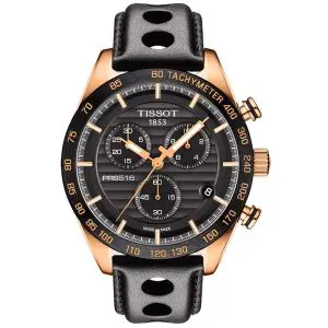 TISSOT Men’s Quartz Swiss Made Black Leather Strap Black Dial 42mm Watch T100.417.36.051.00