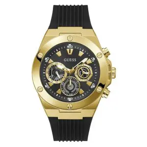 Guess Men’s Quartz Black Silicone Strap Black Dial 46mm Watch GW0417G4