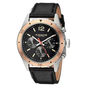 Coach Men’s Quartz Black Leather Strap Black Dial 44mm Watch 14602133