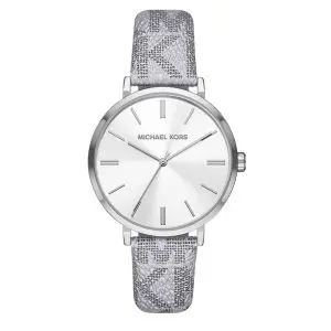 Michael Kors Women’s Quartz Silver Leather Strap White Dial 40mm Watch MK2951