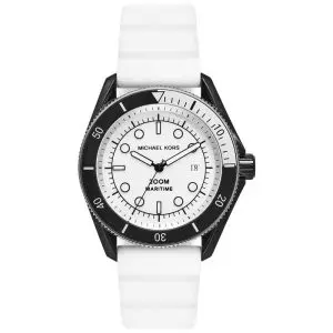 Michael Kors Men’s Quartz White Silicone Strap White Dial 42mm Watch MK9159