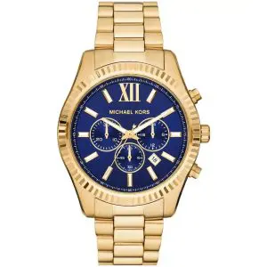 Michael Kors Men’s Quartz Gold Stainless Steel Navy Blue Dial 44mm Watch MK9153 (Like New)