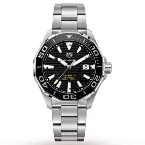 Tag Heuer Aquaracer Men’s Automatic Swiss Made Silver Stainless Steel Black Dial 43mm Watch WAY201A.BA0927