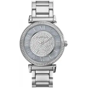 Michael Kors Women’s Quartz Silver Stainless Steel Black Mother Of Pearl Dial 38mm Watch MK3331