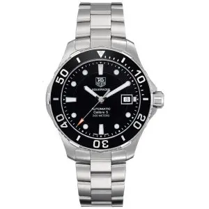 Tag Heuer Aquaracer Men’s Automatic Swiss Made Silver Stainless Steel Black Dial 41mm Watch WAN2110.BA0822