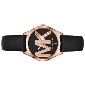 Michael Kors Women’s Quartz Black Leather Strap Black Dial 34mm Watch MK2860