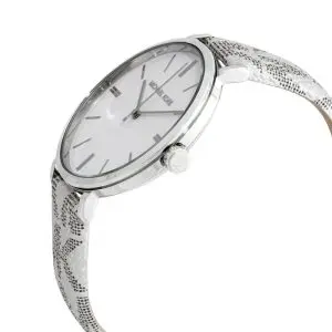 Michael Kors Women’s Quartz Silver Leather Strap White Dial 40mm Watch MK2951