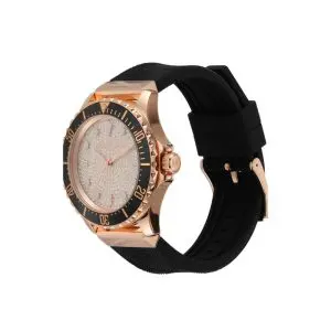 Michael Kors Women’s Quartz Black Silicone Strap Rose Gold Dial 43mm Watch MK7358