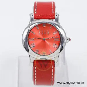 Elle Women’s Quartz Red Leather Strap Red Dial 38mm Watch EL20030S01