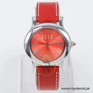 Elle Women’s Quartz Red Leather Strap Red Dial 38mm Watch EL20030S01