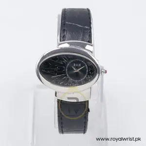 Elle Women’s Quartz Black Leather Strap Black Dial 40mm Watch EL20032S02N