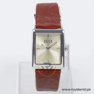 Elle Women’s Quartz Dark Brown Leather Strap Beige Dial 26mm Watch EL20026S02C