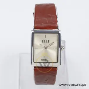 Elle Women’s Quartz Dark Brown Leather Strap Beige Dial 26mm Watch EL20026S02C