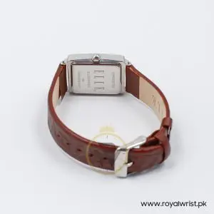 Elle Women’s Quartz Dark Brown Leather Strap Beige Dial 26mm Watch EL20026S02C