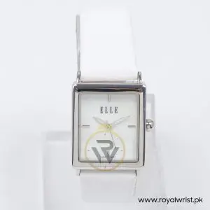 Elle Women’s Quartz White Leather Strap Mother Of Pearl Dial 26mm Watch EL20026S01C