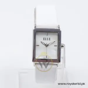 Elle Women’s Quartz White Leather Strap Mother Of Pearl Dial 26mm Watch EL20026S01C